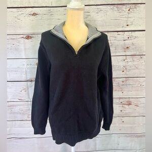 L.L. Bean Black Medium Weight 100% Cotton Quarter Zip Pullover Size Medium
